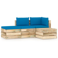 Thumbnail for 4-tlg. Garten-Lounge-Set mit Kissen Grün Imprägniertes Holz
