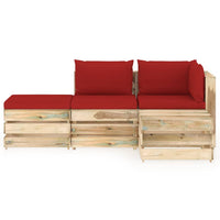 Thumbnail for 4-tlg. Garten-Lounge-Set mit Kissen Grün Imprägniertes Holz