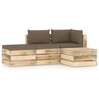 Thumbnail for 4-tlg. Garten-Lounge-Set mit Kissen Grün Imprägniertes Holz