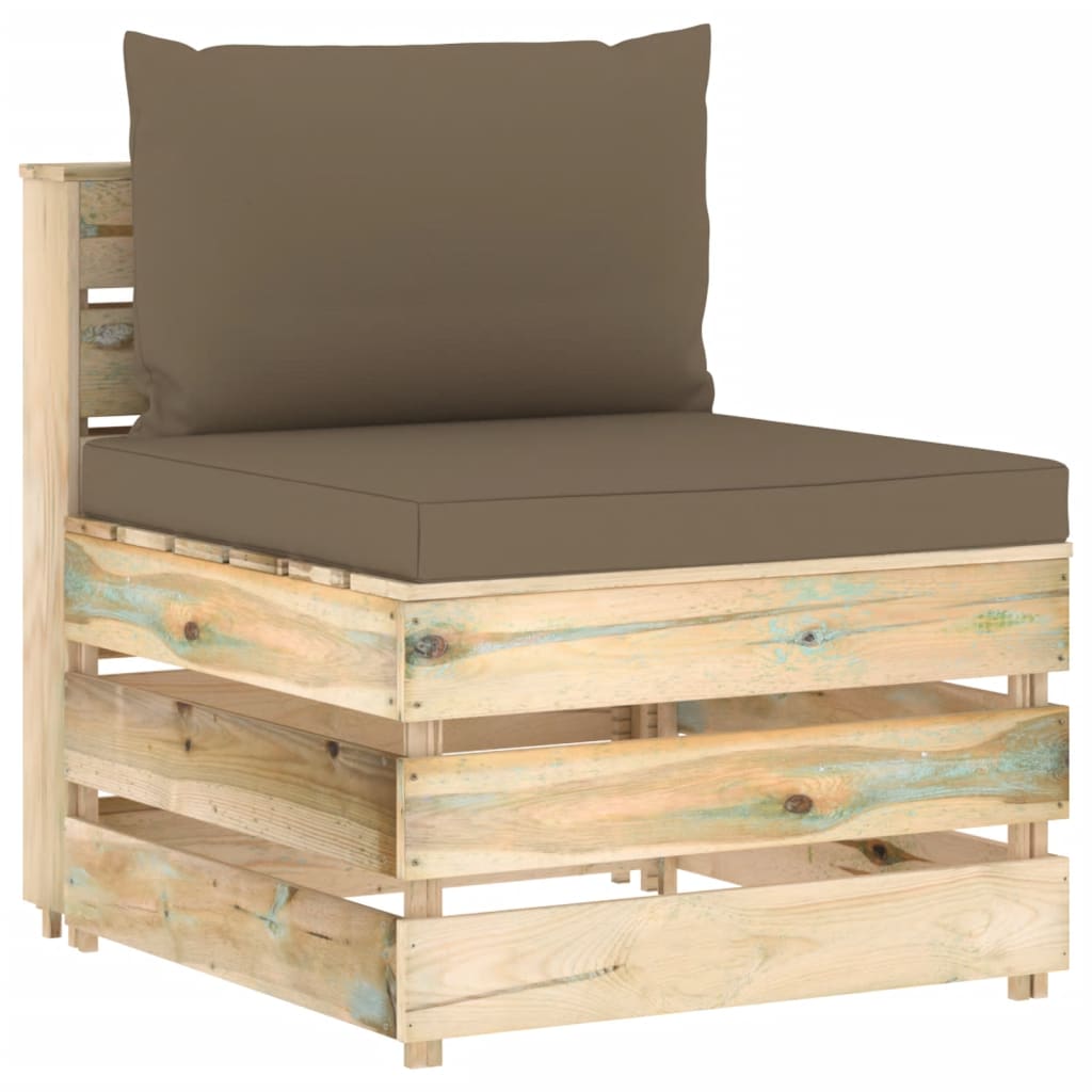 4-Sitzer-Gartensofa mit Kissen Grün Imprägniertes Holz