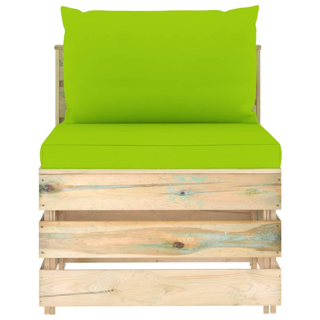 4-Sitzer-Gartensofa mit Kissen Grün Imprägniertes Holz