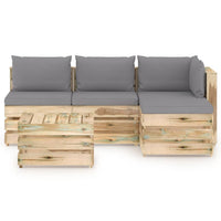 Thumbnail for 5-tlg. Garten-Lounge-Set mit Kissen Grün Imprägniertes Holz