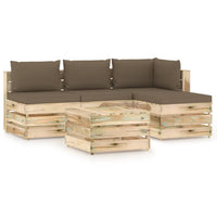 Thumbnail for 5-tlg. Garten-Lounge-Set mit Kissen Grün Imprägniertes Holz