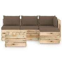 Thumbnail for 5-tlg. Garten-Lounge-Set mit Kissen Grün Imprägniertes Holz