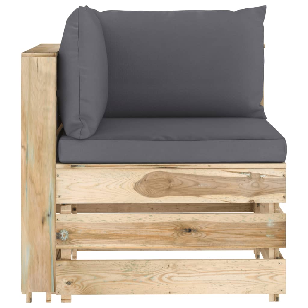5-tlg. Garten-Lounge-Set mit Kissen Grün Imprägniertes Holz