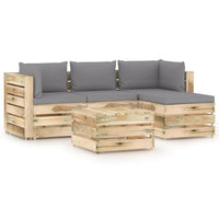 Thumbnail for 5-tlg. Garten-Lounge-Set mit Kissen Grün Imprägniertes Holz