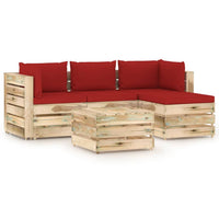 Thumbnail for 5-tlg. Garten-Lounge-Set mit Kissen Grün Imprägniertes Holz