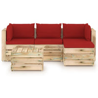 Thumbnail for 5-tlg. Garten-Lounge-Set mit Kissen Grün Imprägniertes Holz
