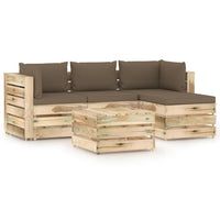 Thumbnail for 5-tlg. Garten-Lounge-Set mit Kissen Grün Imprägniertes Holz