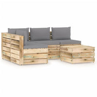 Thumbnail for 5-tlg. Garten-Lounge-Set mit Kissen Grün Imprägniertes Holz