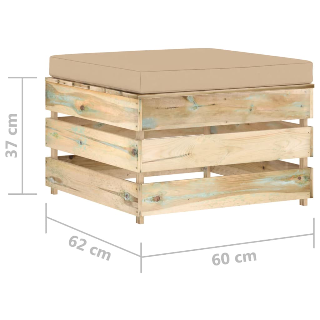 5-tlg. Garten-Lounge-Set mit Kissen Grün Imprägniertes Holz