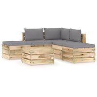 Thumbnail for 6-tlg. Garten-Lounge-Set mit Kissen Grün Imprägniertes Holz