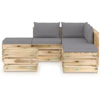 Thumbnail for 6-tlg. Garten-Lounge-Set mit Kissen Grün Imprägniertes Holz