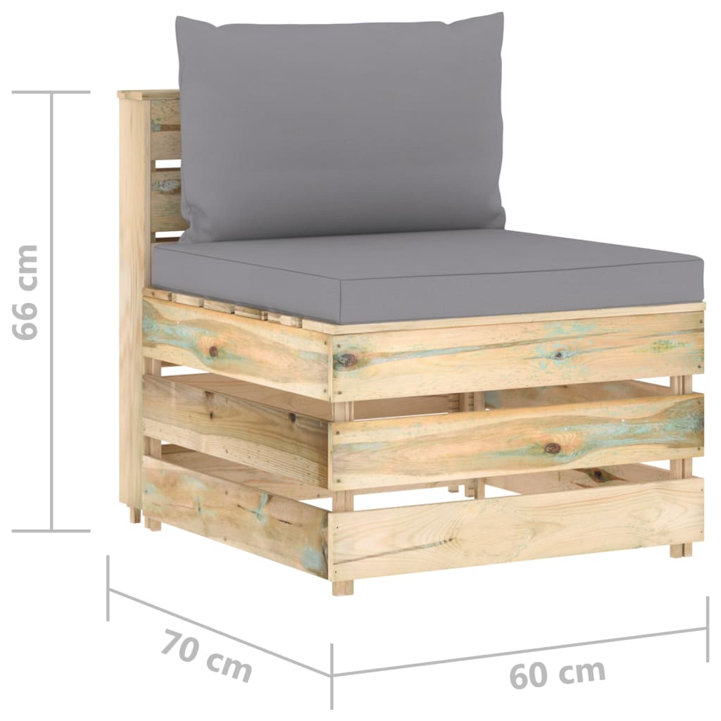 6-tlg. Garten-Lounge-Set mit Kissen Grün Imprägniertes Holz