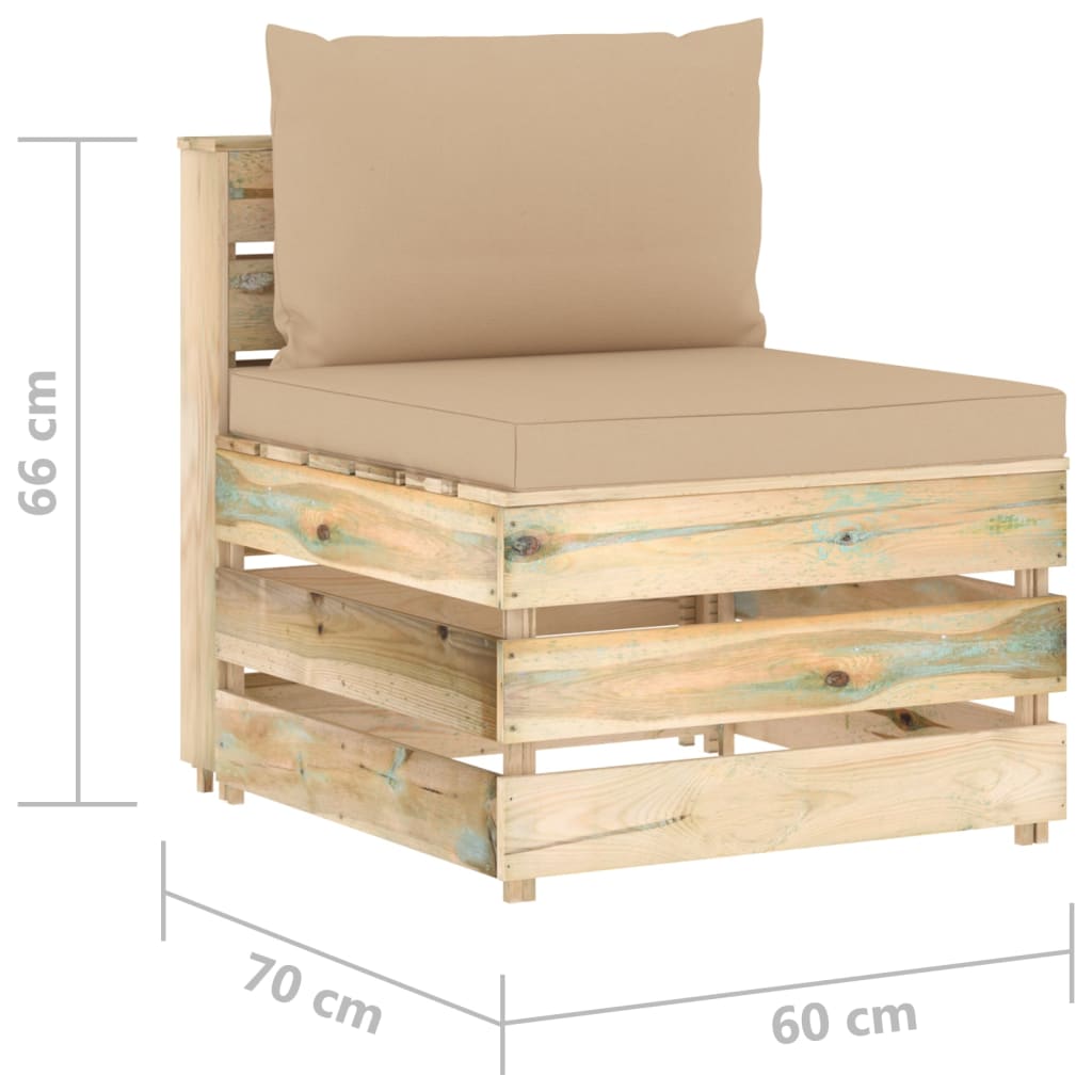 6-tlg. Garten-Lounge-Set mit Kissen Grün Imprägniertes Holz