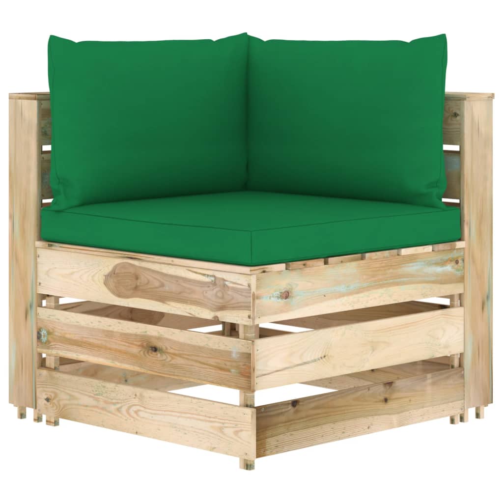 6-tlg. Garten-Lounge-Set mit Kissen Grün Imprägniertes Holz