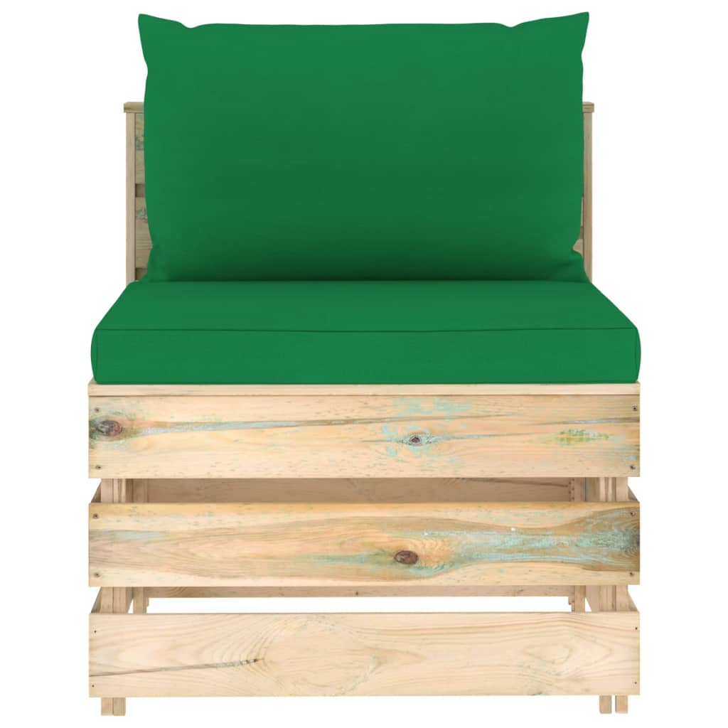 6-tlg. Garten-Lounge-Set mit Kissen Grün Imprägniertes Holz