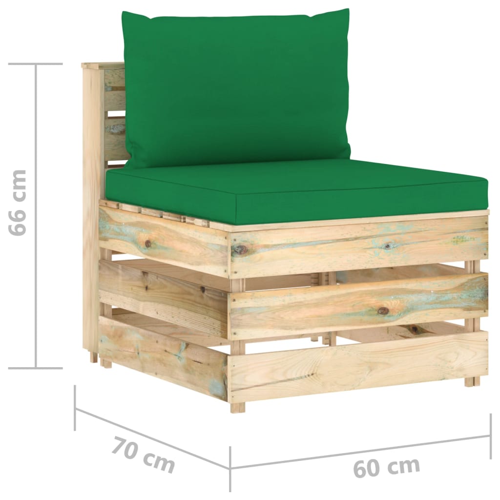 6-tlg. Garten-Lounge-Set mit Kissen Grün Imprägniertes Holz