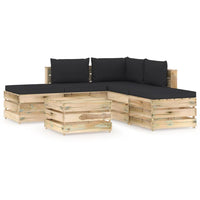 Thumbnail for 6-tlg. Garten-Lounge-Set mit Kissen Grün Imprägniertes Holz