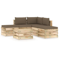 Thumbnail for 6-tlg. Garten-Lounge-Set mit Kissen Grün Imprägniertes Holz