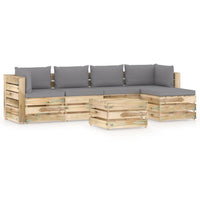 Thumbnail for 6-tlg. Garten-Lounge-Set mit Kissen Grün Imprägniertes Holz