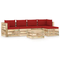 Thumbnail for 6-tlg. Garten-Lounge-Set mit Kissen Grün Imprägniertes Holz