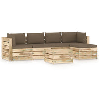 Thumbnail for 6-tlg. Garten-Lounge-Set mit Kissen Grün Imprägniertes Holz
