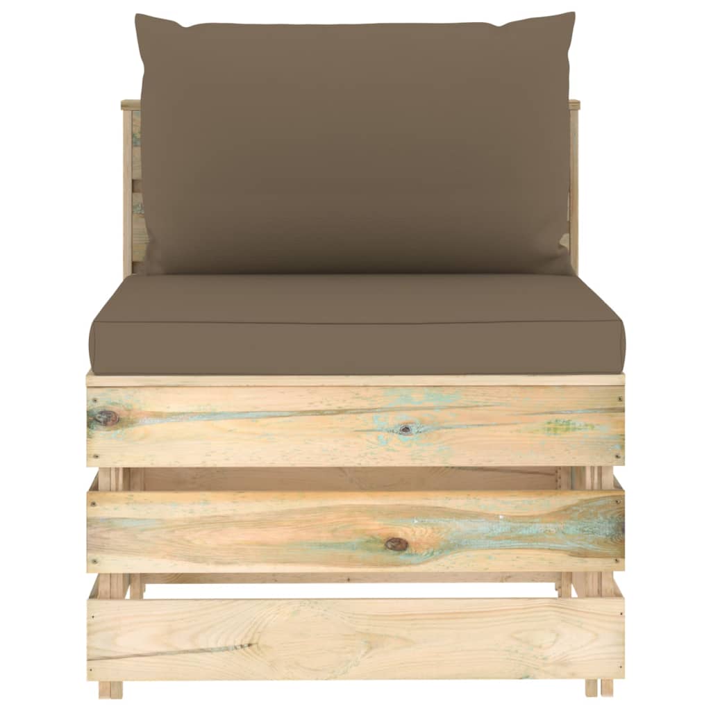 6-tlg. Garten-Lounge-Set mit Kissen Grün Imprägniertes Holz