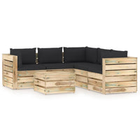 Thumbnail for 6-tlg. Garten-Lounge-Set mit Kissen Grün Imprägniertes Holz