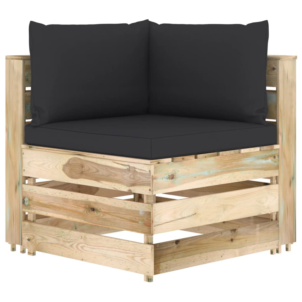 6-tlg. Garten-Lounge-Set mit Kissen Grün Imprägniertes Holz