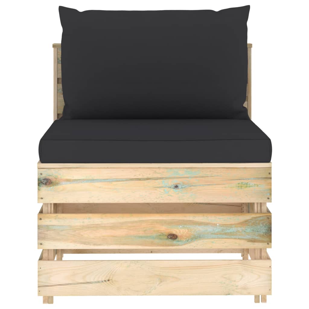 6-tlg. Garten-Lounge-Set mit Kissen Grün Imprägniertes Holz