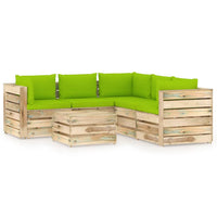 Thumbnail for 6-tlg. Garten-Lounge-Set mit Kissen Grün Imprägniertes Holz
