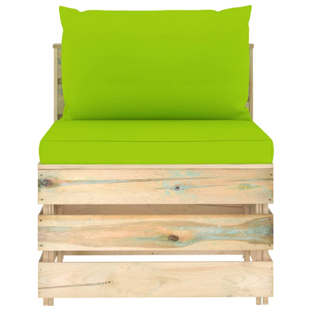 6-tlg. Garten-Lounge-Set mit Kissen Grün Imprägniertes Holz