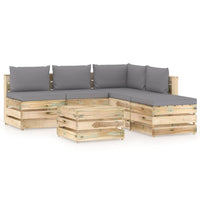 Thumbnail for 6-tlg. Garten-Lounge-Set mit Kissen Grün Imprägniertes Holz