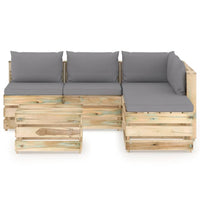 Thumbnail for 6-tlg. Garten-Lounge-Set mit Kissen Grün Imprägniertes Holz