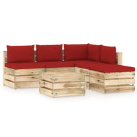 Thumbnail for 6-tlg. Garten-Lounge-Set mit Kissen Grün Imprägniertes Holz