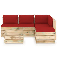 Thumbnail for 6-tlg. Garten-Lounge-Set mit Kissen Grün Imprägniertes Holz