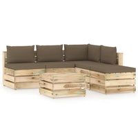 Thumbnail for 6-tlg. Garten-Lounge-Set mit Kissen Grün Imprägniertes Holz