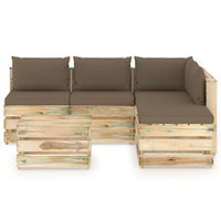 Thumbnail for 6-tlg. Garten-Lounge-Set mit Kissen Grün Imprägniertes Holz