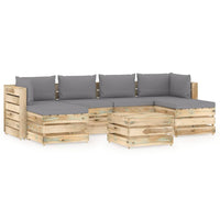 Thumbnail for 7-tlg. Garten-Lounge-Set mit Kissen Grün Imprägniertes Holz