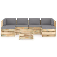 Thumbnail for 7-tlg. Garten-Lounge-Set mit Kissen Grün Imprägniertes Holz