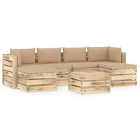 Thumbnail for 7-tlg. Garten-Lounge-Set mit Kissen Grün Imprägniertes Holz