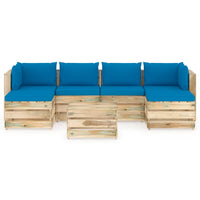Thumbnail for 7-tlg. Garten-Lounge-Set mit Kissen Grün Imprägniertes Holz