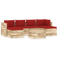 Thumbnail for 7-tlg. Garten-Lounge-Set mit Kissen Grün Imprägniertes Holz