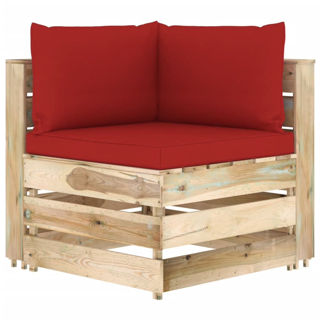 7-tlg. Garten-Lounge-Set mit Kissen Grün Imprägniertes Holz