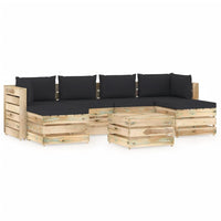 Thumbnail for 7-tlg. Garten-Lounge-Set mit Kissen Grün Imprägniertes Holz