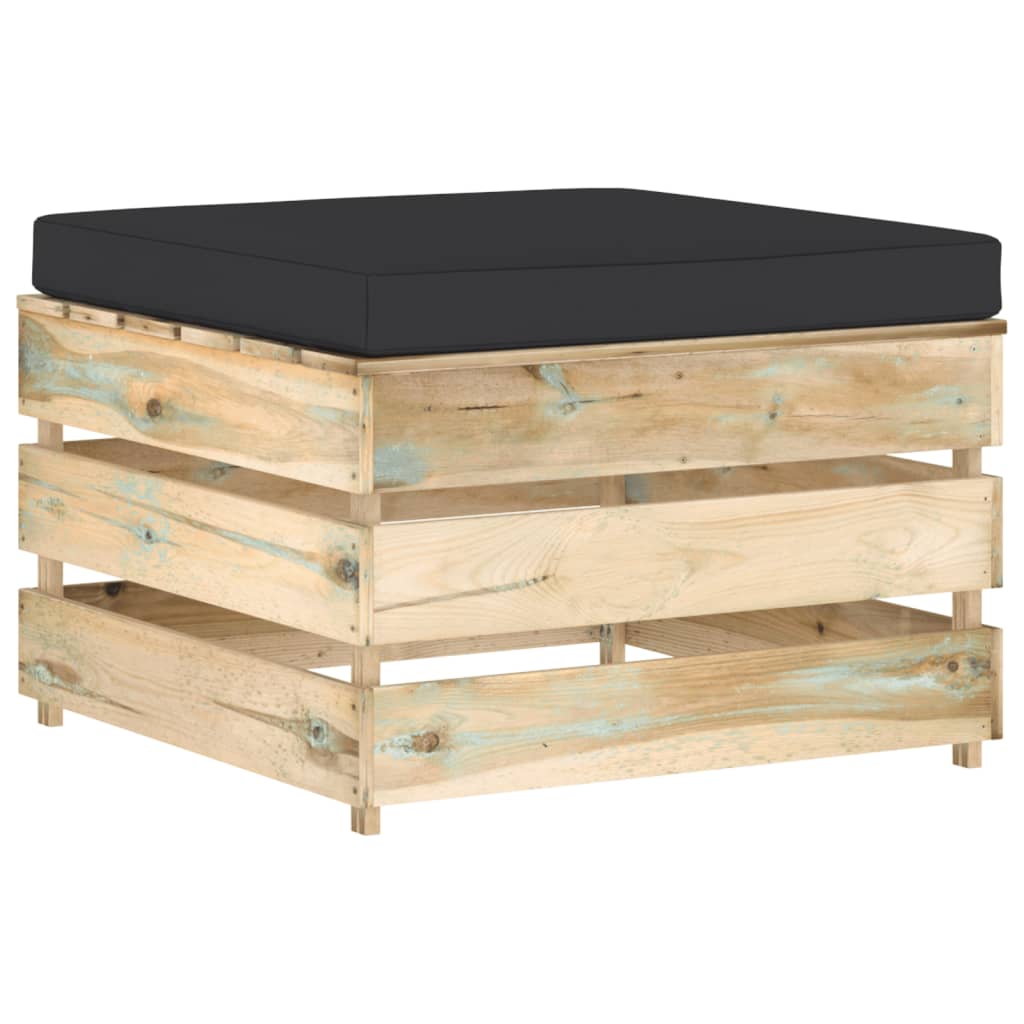 7-tlg. Garten-Lounge-Set mit Kissen Grün Imprägniertes Holz