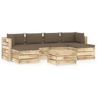 Thumbnail for 7-tlg. Garten-Lounge-Set mit Kissen Grün Imprägniertes Holz