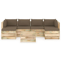 Thumbnail for 7-tlg. Garten-Lounge-Set mit Kissen Grün Imprägniertes Holz