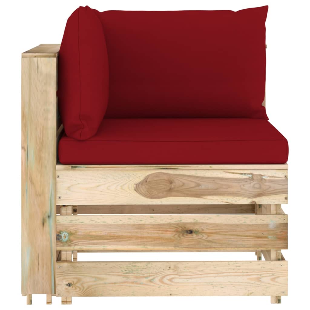 7-tlg. Garten-Lounge-Set mit Kissen Grün Imprägniertes Holz